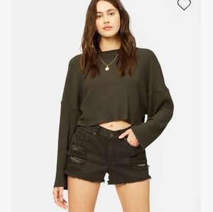 NEW Billabong sz 28 The Drift Frayed Denim black jean distressed Shorts